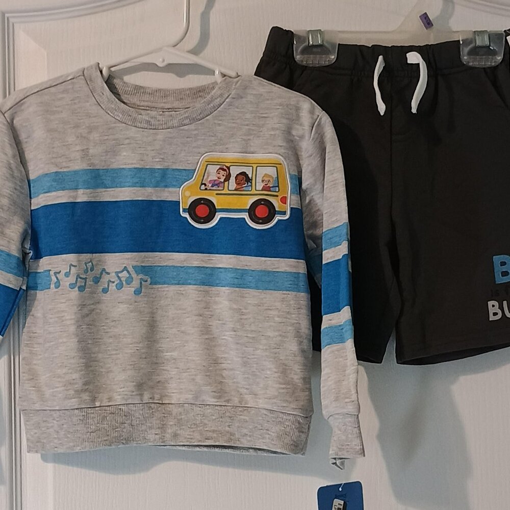 Ms Rachel Toddler Outfit 3T School Bus 2-Piece Shirt Shorts Set NWT